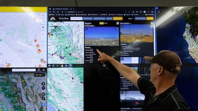 AI camera monitoring technology at PG&E Corp's Hazard Awareness Warning Centre in San Ramon, California, in June. Bloomberg