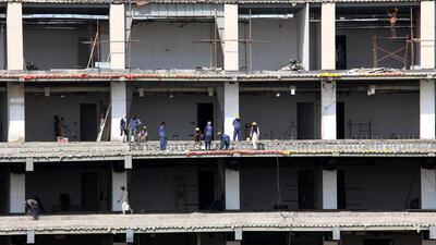 Work is going on almost round the clock at the National Stadium in Karachi. EPA
