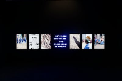 Mohammed Kazem's multimedia installation Window looks at the lives of migrant construction workers in the UAE. Photo: Admaf