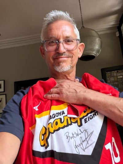 Gary Lineker is donating a signed shirt from his days playing for the Japanese team Agoya Grampus Eight. Photo: Phoenix Art Space