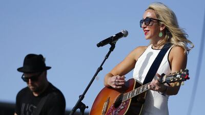 Country singer Ashley Monroe performs at the Mane Stage. Mike Blake / Reuters