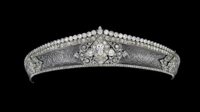 A Cartier tiara from 1912 made on special order with platinum, round old and rose-cut diamonds, pear-shaped diamonds, carved rock crystal and a millegrain setting. Photo: Cartier Collection