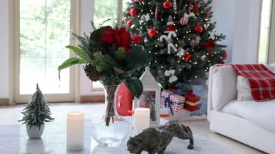 A 2.75-metre-tall Christmas tree takes pride of place in the Cotgrove home. Photo: Khushnum Bhandari / The National