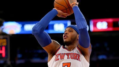 Carmelo Anthony produced a double-double for New York on Monday. Elsa / Getty Images / AFP