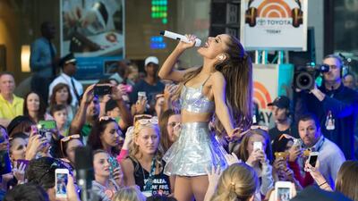 Ariana Grande performs on NBC's Today at Rockefeller Plaza in New York last month. Gilbert Carrasquillo / FilmMagic / Getty Images
