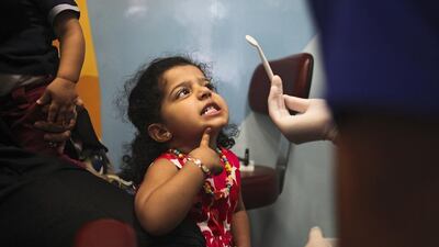 Fifty families turned out at the Kalimati Speech and Communication Centre for the Smile for Life campaign. Lee Hoagland / The National