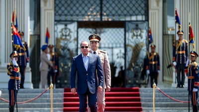 Mr El Sisi awaits the arrival of Sheikh Mohamed at El Alamein International Airport