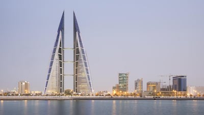 The World Trade Centre and skyline of Manama in Bahrain. Bahrain's financial sector contributes about one third of the country's GDP and employs about 3 per cent of its workforce. Getty Images