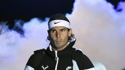 Rafael Nadal arrives for his round robin match against Andy Murray. Facundo Arrizabalaga / EPA