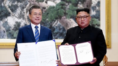 South Korean President Moon Jae-in and North Korean leader Kim Jong-un summit talks ended with a set of sweeping agreements. AP