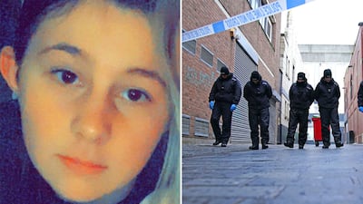 Left, Ava White, 12, died after being assaulted in Liverpool city centre while out with her friends. Four teenage boys have been arrested on suspicion of murder. Pictured right, forensic officers examine the crime scene. PA