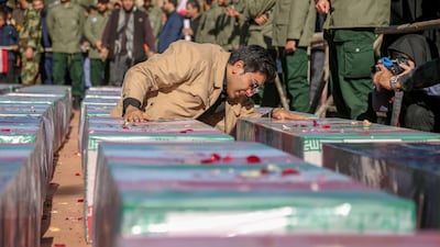 Iranian relatives mourn for the victims of Wednesday's bombings in Kerman, Iran. Getty Images