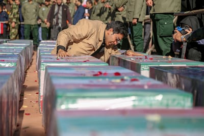 Relatives mourn the victims of an ISIS suicide bomb attack on January 5 in Kerman, Iran. Extremist groups continue to bomb civilian and military targets in Iran, Pakistan, Afghanistan, South-East Asia and the Sahel. Getty
