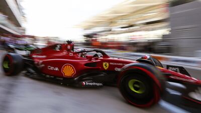 Ferrari driver Charles Leclerc exits the garage at Yas Marina Circuit for first practice ahead of the 2022 Abu Dhabi Grand Prix. EPA