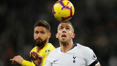 Toby Alderweireld and Olivier Giroud battle for the ball. Reuters