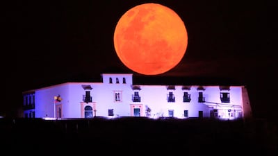A view of the super moon, above the Convent of Santa Cruz de la Popa, in Cartagena, Colombia. EPA