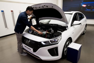A Hyundai Ioniq electric car in Hanam, South Korea. Bloomberg