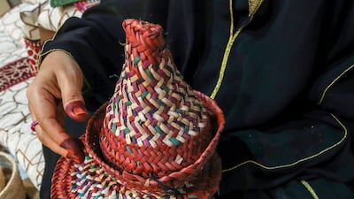 Emirati weaving uses the 'safeefah' technique – palm leaves are dried and woven together to create baskets, mats, rugs boxes, bags and other items