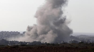 Smoke rises after an explosion in Gaza on August 2, 2014. Some Israeli ground forces withdrew from the Gaza Strip on Saturday, after the military said it was close to achieving its main war goal of destroying Hamas cross-border tunnels. Siegfried Modola / Reuters