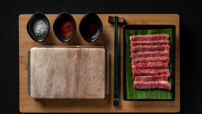 Guests can cook their own steaks table-side on Himalayan salt or a lava block