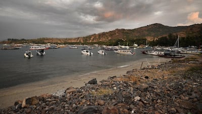 Tourist rental boats moored after the recent quakes at Teluk Nare port in Pemenang in northern Lombok island. AFP