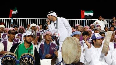 An MC leads the Al Ain fans in songs during their 2-2 draw against Baniyas at the weekend. Mohammed Rashid believes the supporters are targeted because of the club’s past successes.