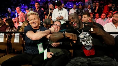 Gordon Ramsey and Shaquille O'Neal in the stands during the fight. REUTERS