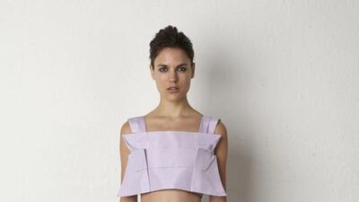 An outfit from Hind Matar's spring/summer 2014 collection. Photo by Dennis Schoenberg