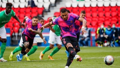 PSG's Kylian Mbappe scores his team's second goal from the penalty spot. AP