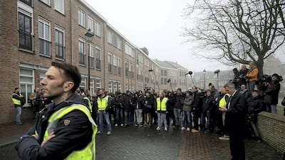 Spectators, supporters and journalists at a meeting of supporters of the Dutch right wing populist and leader of the Partij voor de Vrijheid (Party for Freedom, PVV), Geert Wilders, in Spijkenisse in the Netherlands in 2017. AP