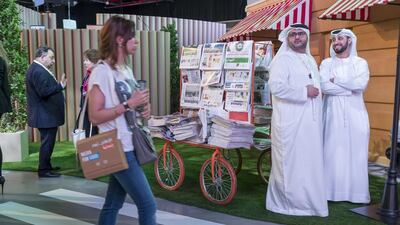 Attendees tour the Arab Media Forum held at Dubai World Trade Center. Antonie Robertson / The National