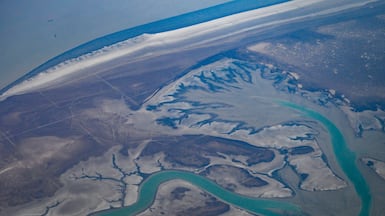 An aerial view of Bubiyan Island, the largest of the Kuwait coastal islands chain, located northwest of the Gulf. Kuwait's Interior Ministry said the group linked to the IRGC was trying to land on Bubiyan Island. Two of them escaped. AFP