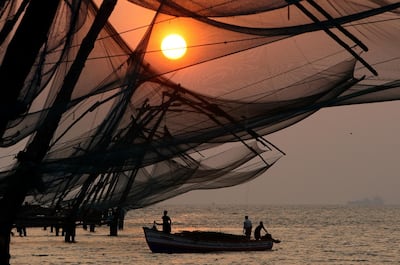 Chinese fishing net at Fort Kochi, Kerala during sunset. Pawan Singh / The National