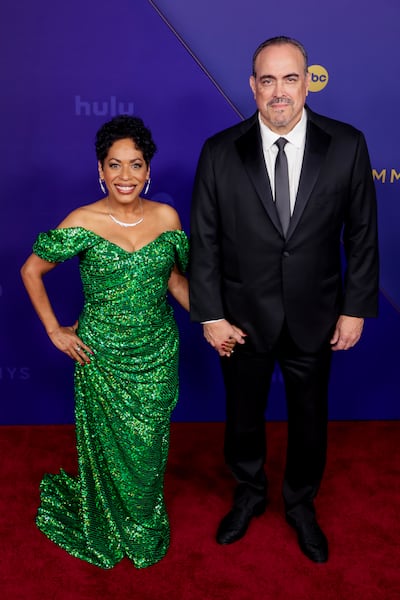 Liza Colon-Zayas with husband David Zayas, who also stars as her partner in The Bear. EPA