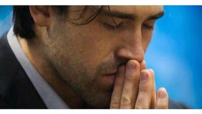 Sean Stone, son of the US film director Oliver Stone, listens to a recital of the Quran before a news conference in Tehran last Friday. Stone, a defender of Iran's nuclear programme, converted to Islam on Tuesday while filming a documentary in the country.