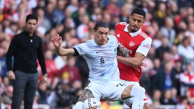 William Saliba - 7 The Frenchman was involved in a physical battle with Nunez and showed his strength. He made some good tackles and forced Ramsdale to save after a brave but necessary interception EPA