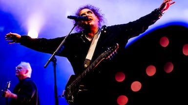 Robert Smith, lead vocalist of The Cure, performs at the open-air Paleo music festival in Nyon, Switzerland. EPA