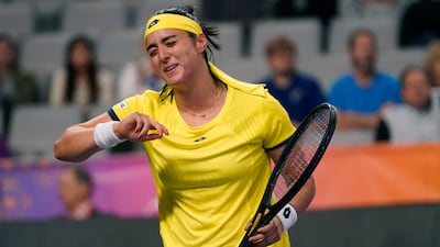 Ons Jabeur of Tunisia lost to Maria Sakkari of Greece at the WTA Finals in Texas. AP