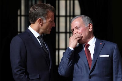 Emmanuel Macron and King Abdullah II. AFP