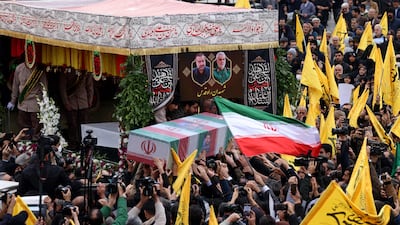 Mourners at the funeral in Tehran, Iran. AFP