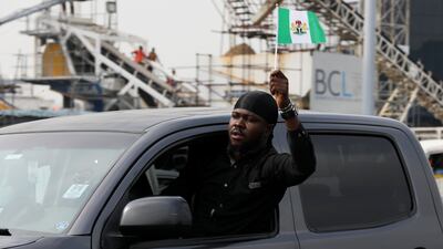 A Nigerian protester in Lagos. Reuters