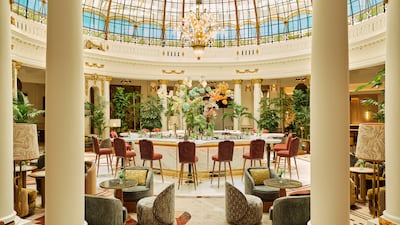 La Cupula is the restaurant and all-day bar beneath the hotel’s restored stained-glass dome. Photo: The Palace Madrid