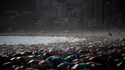 A packed Ipanema beach in Rio de Janeiro, Brazil. AP
