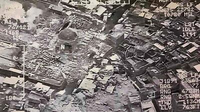 ISIL militants blew up the Grand Al Nuri mosque of Mosul and its famous leaning minaret. Joint Operation Command / AFP