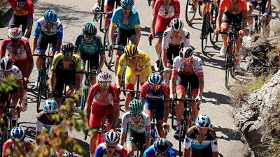 UAE Team Emirates Alexander Kristoff, wearing the yellow jersey, during Stage 2.