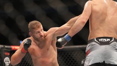 Jan Blachowicz throws a punch at Magomed Ankalaev during UFC 282 at T-Mobile Arena. USA Today