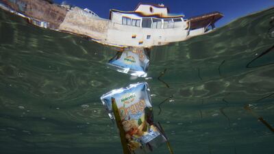 Plastic waste floats in the sea off Marseille, France. AFP
