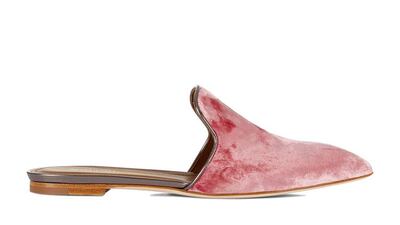 Velvet uppers in sumptuous shades of blush pink appear in the label’s autumn/winter 2017 range. Courtesy of Malone Souliers