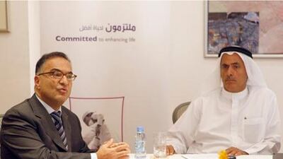 Constantin Salameh, new group chief executive, left, is undertaking a review of Al Ghurair businesses with Essa Al Ghurair, the executive vice-chairman. Mike Young / The National