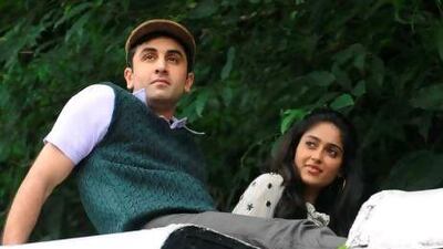 Ranvir Kapoor, left, and Ileana D'Cruz. Diptendu Dutta / AFP